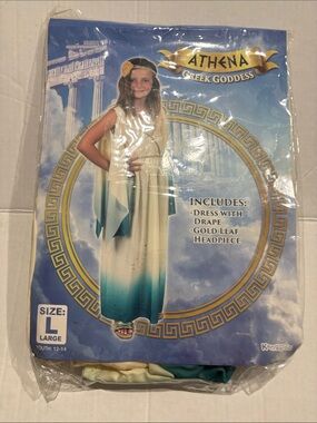 kangaROOS Athena Greek Goddess Costume - Cream & Teal size Large 12-14